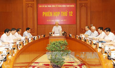Tổng Bí thư Nguyễn Phú Trọng, Trưởng ban Chỉ đạo Trung ương về phòng, chống tham nhũng phát biểu chỉ đạo Phiên họp.